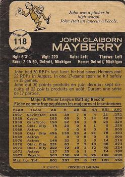 1973 O-Pee-Chee #118 John Mayberry Back