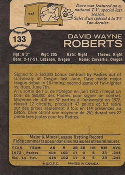 1973 O-Pee-Chee #133 Dave Roberts Back