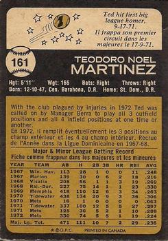 1973 O-Pee-Chee #161 Ted Martinez Back