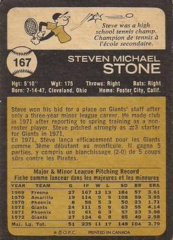 1973 O-Pee-Chee #167 Steve Stone Back