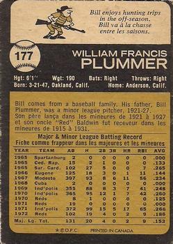 1973 O-Pee-Chee #177 Bill Plummer Back