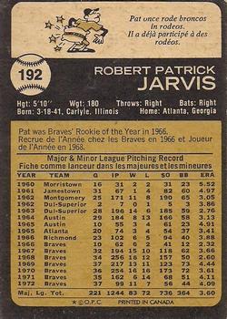 1973 O-Pee-Chee #192 Pat Jarvis Back