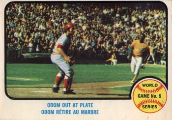 1973 O-Pee-Chee #207 World Series Game No. 5 - Odom Out at Plate Front