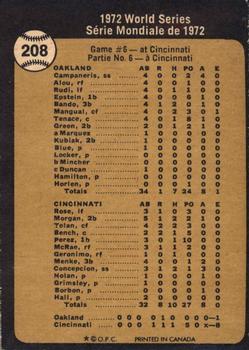 1973 O-Pee-Chee #208 World Series Game No. 6 - Reds' Slugging Ties Series Back