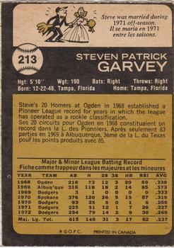 1973 O-Pee-Chee #213 Steve Garvey Back