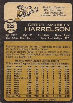 1973 O-Pee-Chee #223 Bud Harrelson Back