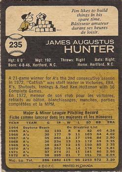 1973 O-Pee-Chee #235 Jim Hunter Back