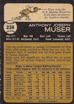1973 O-Pee-Chee #238 Tony Muser Back