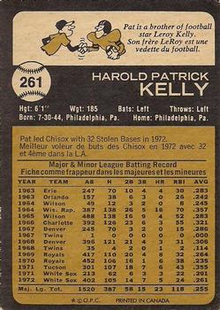 1973 O-Pee-Chee #261 Pat Kelly Back