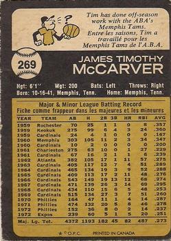 1973 O-Pee-Chee #269 Tim McCarver Back