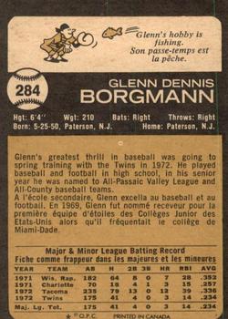 1973 O-Pee-Chee #284 Glenn Borgmann Back