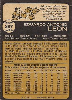 1973 O-Pee-Chee #287 Eddie Leon Back