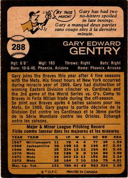 1973 O-Pee-Chee #288 Gary Gentry Back