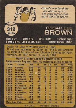 1973 O-Pee-Chee #312 Oscar Brown Back