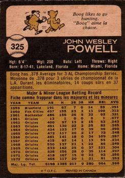 1973 O-Pee-Chee #325 Boog Powell Back