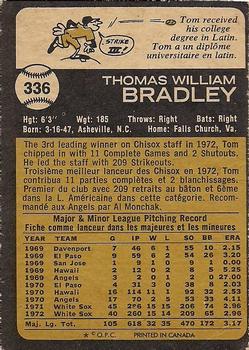 1973 O-Pee-Chee #336 Tom Bradley Back