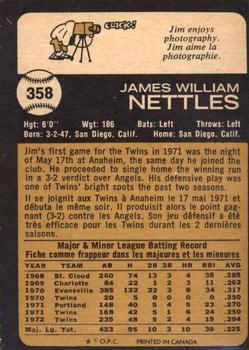 1973 O-Pee-Chee #358 Jim Nettles Back
