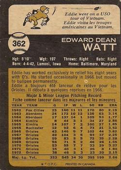 1973 O-Pee-Chee #362 Eddie Watt Back