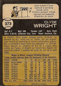 1973 O-Pee-Chee #373 Clyde Wright Back