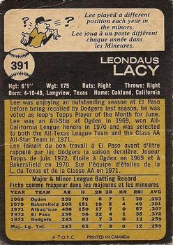 1973 O-Pee-Chee #391 Lee Lacy Back