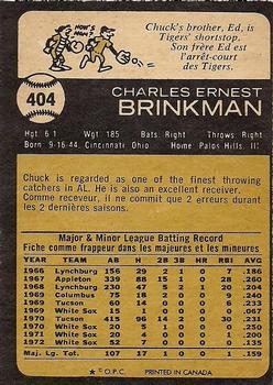 1973 O-Pee-Chee #404 Chuck Brinkman Back