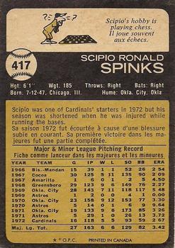 1973 O-Pee-Chee #417 Scipio Spinks Back