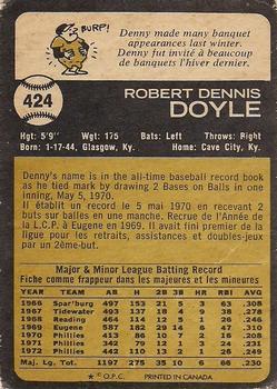 1973 O-Pee-Chee #424 Denny Doyle Back