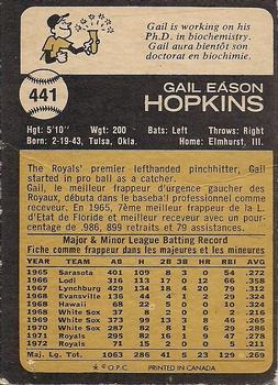 1973 O-Pee-Chee #441 Gail Hopkins Back
