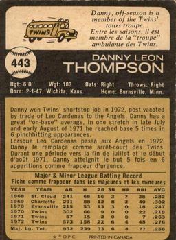 1973 O-Pee-Chee #443 Danny Thompson Back
