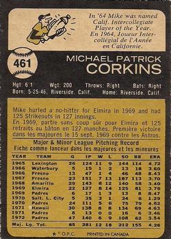 1973 O-Pee-Chee #461 Mike Corkins Back
