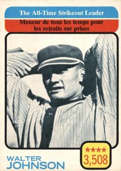 1973 O-Pee-Chee #478 The All-Time Strikeout Leader - Walter Johnson Front