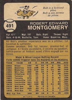1973 O-Pee-Chee #491 Bob Montgomery Back
