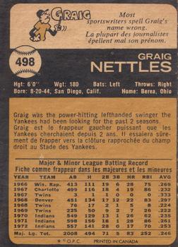 1973 O-Pee-Chee #498 Graig Nettles Back