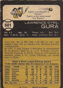 1973 O-Pee-Chee #501 Larry Gura Back