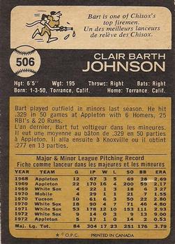 1973 O-Pee-Chee #506 Bart Johnson Back