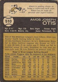 1973 O-Pee-Chee #510 Amos Otis Back