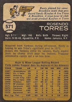 1973 O-Pee-Chee #571 Rusty Torres Back