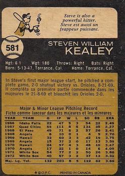 1973 O-Pee-Chee #581 Steve Kealey Back