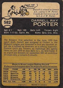 1973 O-Pee-Chee #582 Darrell Porter Back