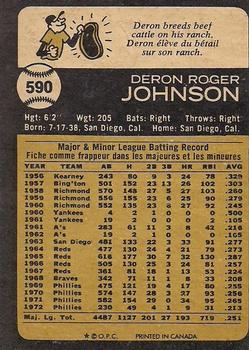 1973 O-Pee-Chee #590 Deron Johnson Back