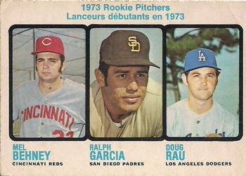 1973 O-Pee-Chee #602 1973 Rookie Pitchers (Mel Behney / Ralph Garcia / Doug Rau) Front