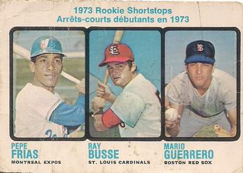 1973 O-Pee-Chee #607 1973 Rookie Shortstops (Pepe Frias / Ray Busse / Mario Guerrero) Front
