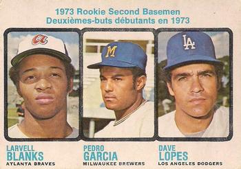 1973 O-Pee-Chee #609 1973 Rookie Second Basemen (Larvell Blanks / Pedro Garcia / Dave Lopes) Front
