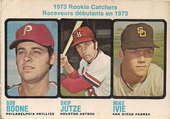 1973 O-Pee-Chee #613 1973 Rookie Catchers (Bob Boone / Skip Jutze / Mike Ivie) Front