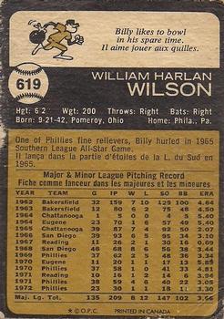 1973 O-Pee-Chee #619 Billy Wilson Back