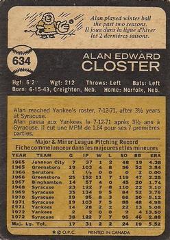 1973 O-Pee-Chee #634 Alan Closter Back