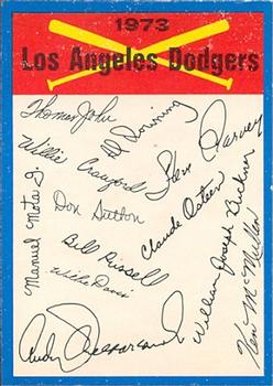1973 O-Pee-Chee - Blue Team Checklists #NNO Los Angeles Dodgers Front