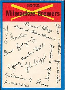 1973 O-Pee-Chee - Blue Team Checklists #NNO Milwaukee Brewers Front