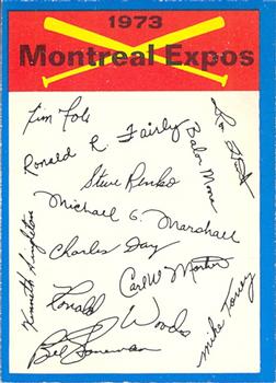 1973 O-Pee-Chee - Blue Team Checklists #NNO Montreal Expos Front