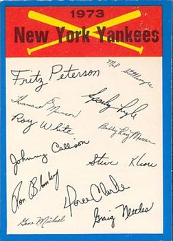 1973 O-Pee-Chee - Blue Team Checklists #NNO New York Yankees Front